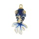 Enameled Brass Pendant Fish with Zircon 15x26m