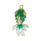 Pendentif Poisson en Laiton Émaillé avec Zircon 15 x 26 mm
