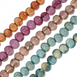 Enameled Ceramic Bead Round ~9mm Ø3mm