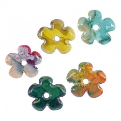 Enameled Ceramic Pendant Flower 25mm/5mm Ø3.2mm