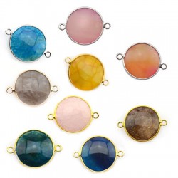 Agate Ronde 23 mm avec Sertissage en Laiton