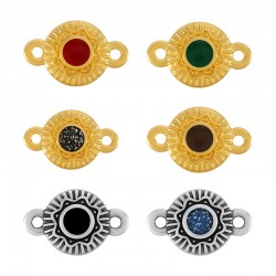 Zamak Connector Round w/ Flower & Enamel 10mm