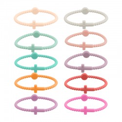 Rubber Bangle Bracelet w/ Cross 175/4mm (5pcs/Set)