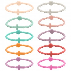 Rubber Bangle Bracelet w/ Cross 195/4mm (5pcs/Set)