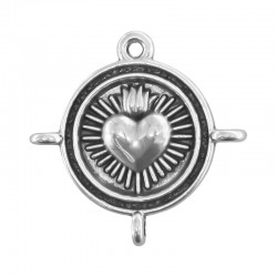 Zamak Charm Round w/ Heart 18mm