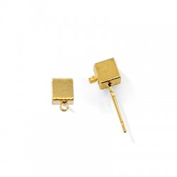 Orecchino in Metallo Ottone Cubo con Anello e Chiusura 5mm