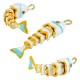 Enameled Brass Pendant Fish with Zircon 10x39mm