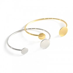 Bracelet Jonc Ajustable en Métal/Laiton 64mm avec deux cercles
