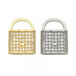 Zircon Brass Charm Padlock 19x14mm