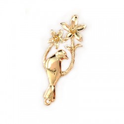 Brass Cast Connector Flower/Bird 33x13mm
