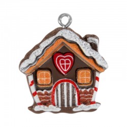 Pendentif en Résine Maison avec Neige 27 x 26 mm