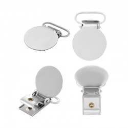 Clip Métallique à face Ronde avec Anneau en D 25 x 32 mm Ø 20 mm