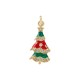 Ciondolo in Ottone Smaltato con Albero di Natale e Zircone 11X24 mm