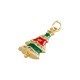 Breloque en Laiton Émaillé en Forme D'Arbre de Noël avec Zircon 11 x 24 mm