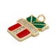 Enameled Brass Charm Christmas Gift with Zircon 11x24mm