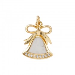 Charm Cloche en Laiton Émaillé avec Zircon 15 x 19 mm