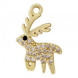 Charm en Laiton Renne avec Zircon 10 x 14 mm