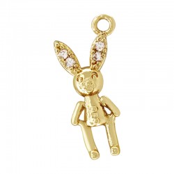 Charm Lapin en Laiton avec Zircon 5 x 14 mm