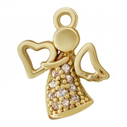 Charm ange en Laiton avec Zircon 8 x 12 mm
