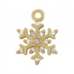 Charm en Laiton « Flocon de Neige » avec Zircon 7 x 10 mm
