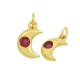 Zircon Brass Charm Moon 10x7mm