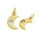 Zircon Brass Charm Moon 10x7mm