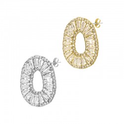 Brass Earring with Zircon 25x29mm