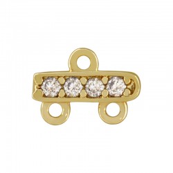 Breloque en Laiton en Forme de Barre avec Zircon 8 x 6 mm