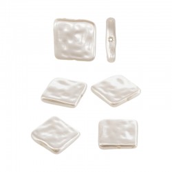 Pearl ABS Bead Square 15.8mm/3.8mm Ø1mm