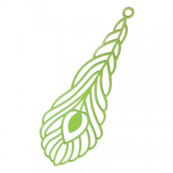 Colgante de Metal Latón Filigrana Ala de Pavo Real 24x68mm