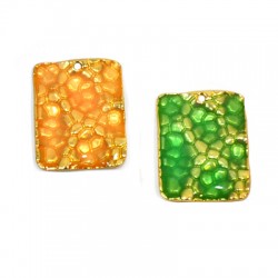 Pendentif Rectangulaire en Zamak Émaillé 20 x 25 mm