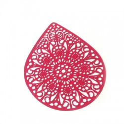 Brass Filigree Pendant Teardrop 39x49mm