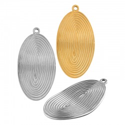 Ciondolo Ovale con Cerchi in Acciaio Inossidabile 304 25X47.5 mm