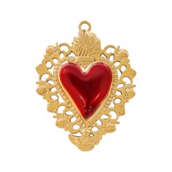 Pendentif cœur en Acier Inoxydable 304 Émaillé 31 x 40 mm