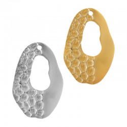 Ciondolo Ovale Martellato in Acciaio Inossidabile 304 23 mm