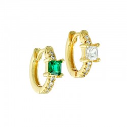 Orecchino in Ottone a Cerchio con Zircone 14x16mm/2.5mm