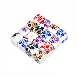 Cubo de Porcelana con Flores 8mm  (Ø2.2mm)