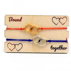 Wooden Card 85x50mm with 2 Bracelets Set Round