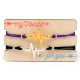Wooden Card 85x50mm with 2 Bracelets Set Heartbeat