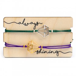 Wooden Card 85x50mm with 2 Bracelets Set Diamond