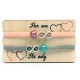 Carte en bois 85 x 50 mm avec 2 Bracelets Assortis Eternity