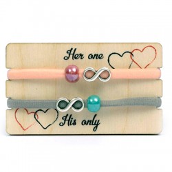 Braccialetti Link&Love con Infinito su Portabracciali in Legno