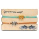 Wooden Card 85x50mm with 2 Bracelets Set Angel Wings