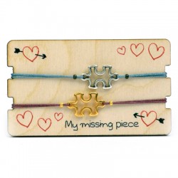 Carte en bois 85 x 50 mm avec 2 Bracelets Puzzle