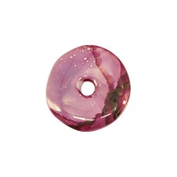 Disque en Céramique Émaillée Fuchsia ~33 mm/6 mm Ø5.8 mm