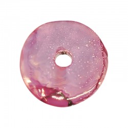 Disque en Céramique Émaillée Fuchsia ~44 x 46 mm/6 mm Ø8.5 mm