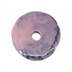 Disque en Céramique Émaillée Lilas ~44X46 mm/6 mm Ø8.5 mm