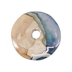 Disque en Céramique Émaillée Bleue ~44 x 46 mm/6 mm Ø8.5 mm