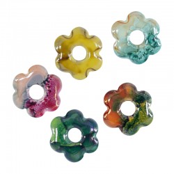 Ciondolo in Ceramica a Forma di Fiore con Smalto 18 Mm/5 mm (Ø5 mm)