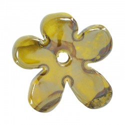 Pendentif en Céramique Fleur Moutarde avec Émail 50 mm Ø4.5 mm